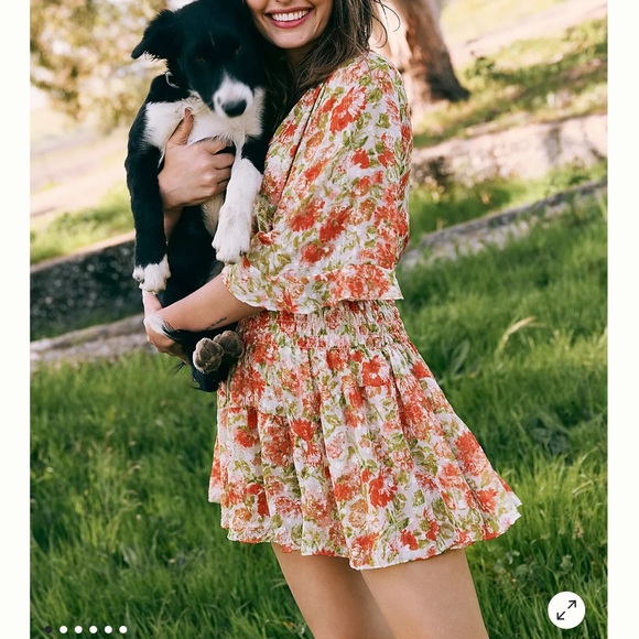 Anthropologie x MISA Romantic Floral Metallic Mini Dress